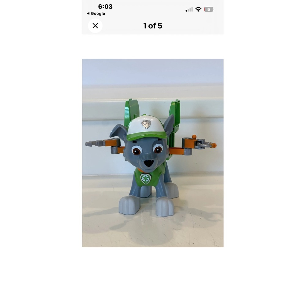 Paw Patrol Rocky Action Figure Pup Pack Backpack Tools Nickelodeon Toy